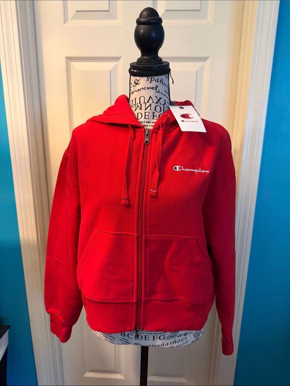 Women’s Champion Red Full-Zip Hoodie Sweatshirt